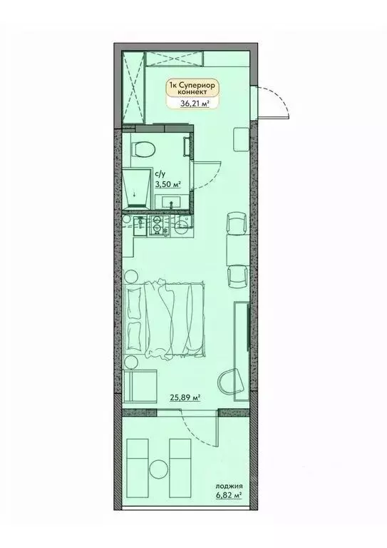 Студия Крым, Евпатория ул. Симферопольская, 1Ж (29.17 м) - Фото 0