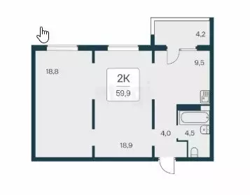 Продаётся 2-к квартира, 59.3 м - Фото 0