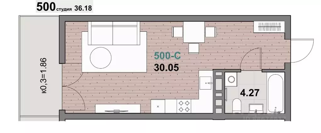 1-к кв. Калининградская область, Зеленоградск ул. Гагарина (36.18 м) - Фото 0