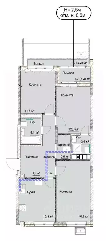 3-к кв. Удмуртия, Ижевск ул. Карла Либкнехта, 46 (76.7 м) - Фото 1
