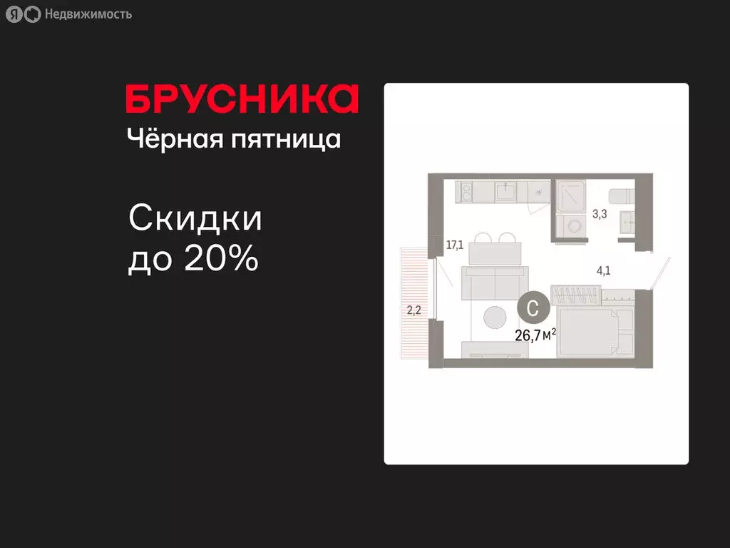 Квартира-студия: Новосибирский район, рабочий посёлок Краснообск, 3-й ... - Фото 1