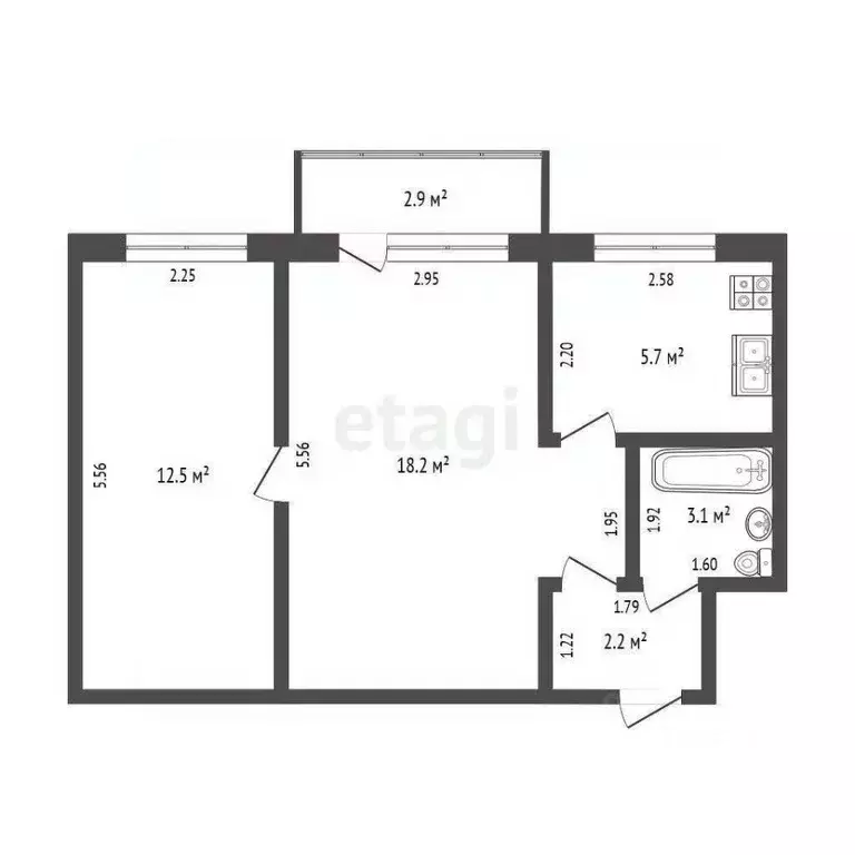 2-к кв. Самарская область, Самара Вольская ул., 52 (41.7 м) - Фото 1