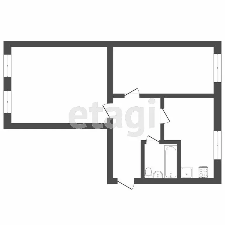 2-комнатная квартира: Томск, улица Усова, 10 (47 м) - Фото 1
