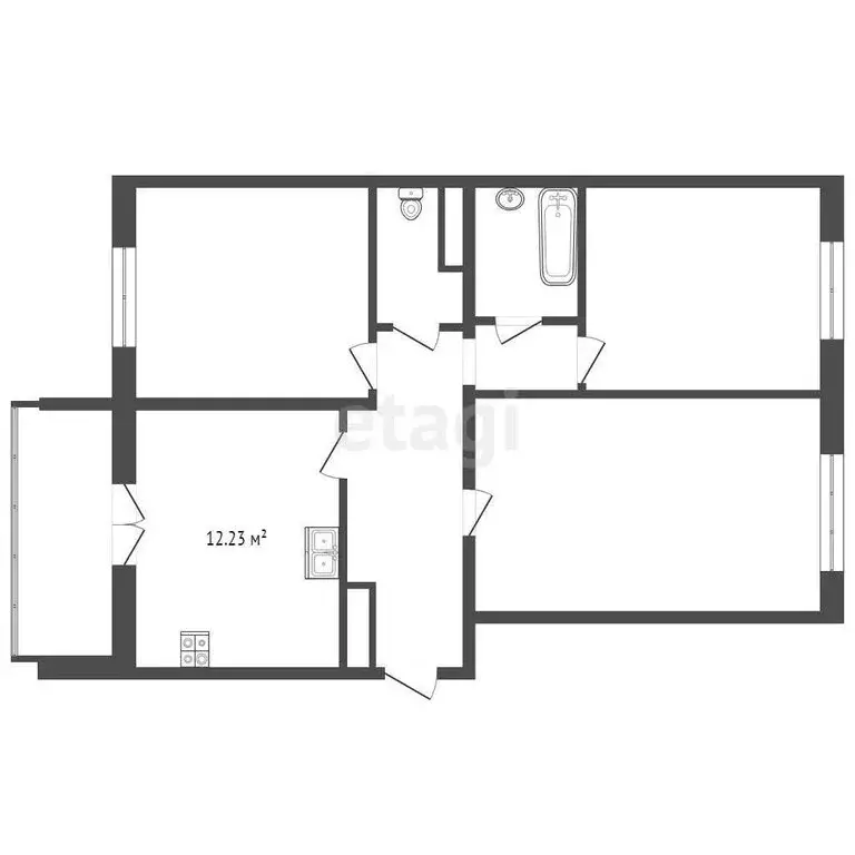 3-комнатная квартира: Придорожный, микрорайон Южный Город, улица ... - Фото 1