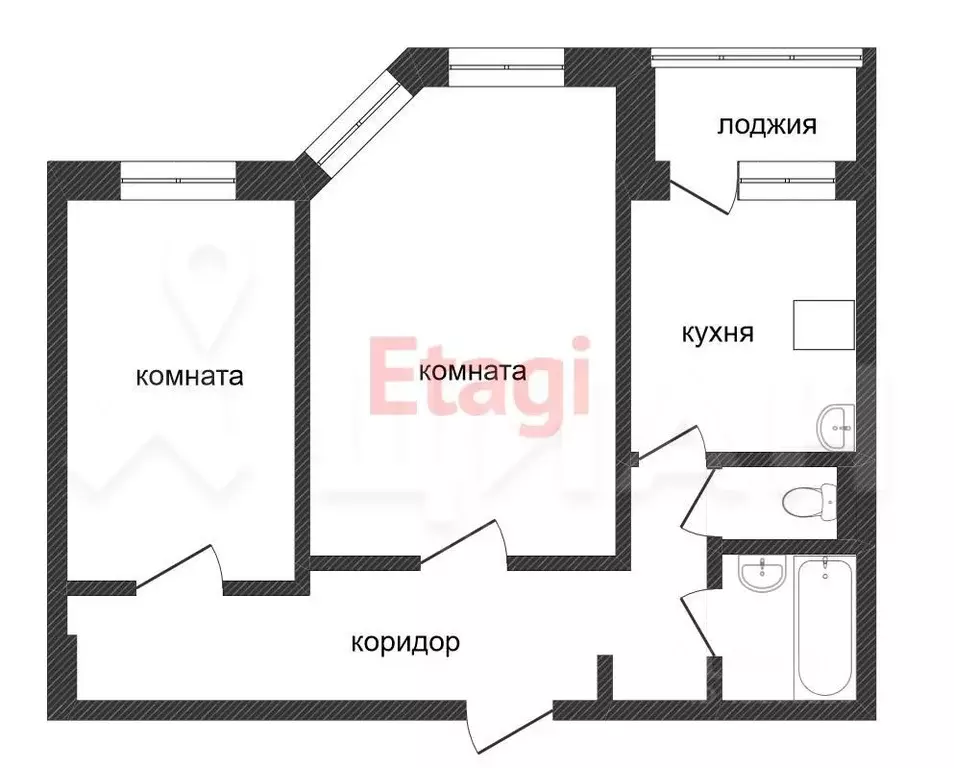 2-к кв. Саха (Якутия), Якутск ул. Свердлова, 2/1 (55.3 м) - Фото 1