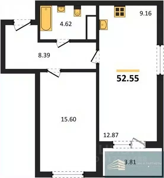 1-к кв. Воронежская область, Воронеж ул. Ломоносова, 116Б (52.6 м) - Фото 0