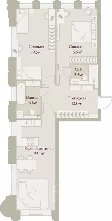 2-к кв. Татарстан, Казань Щербаковский пер., 5 (82.99 м) - Фото 2