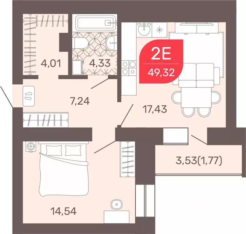 1-к кв. Забайкальский край, Чита Романовский мкр, 32 (49.32 м) - Фото 0