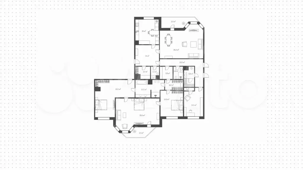 6-к. квартира, 245,5 м, 4/17 эт. - Фото 1