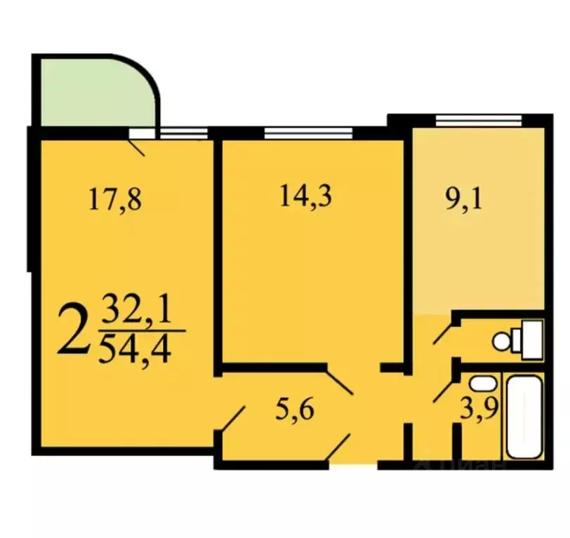 2-к кв. Москва Южнобутовская ул., 66 (54.0 м) - Фото 1