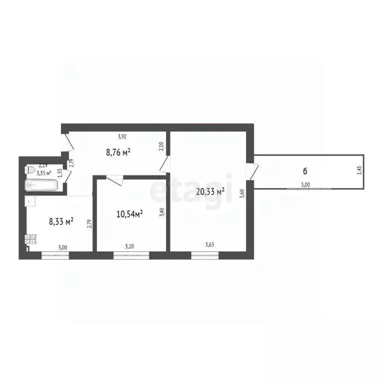 2-к кв. Ульяновская область, Ульяновск ул. Гафурова, 45 (51.3 м) - Фото 2