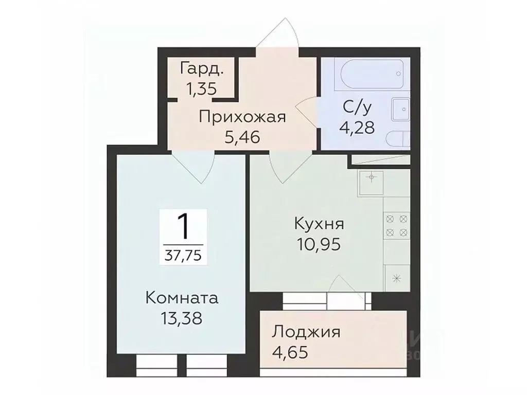 1-к кв. Воронежская область, Воронеж ул. Матросова (37.75 м) - Фото 0