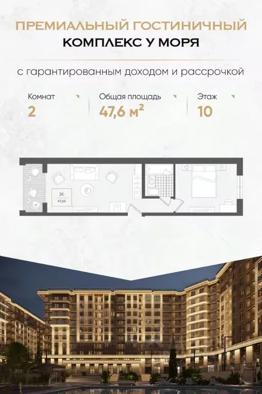 2-к кв. Краснодарский край, Сочи Адлер жилрайон, Курортный Городок ... - Фото 0