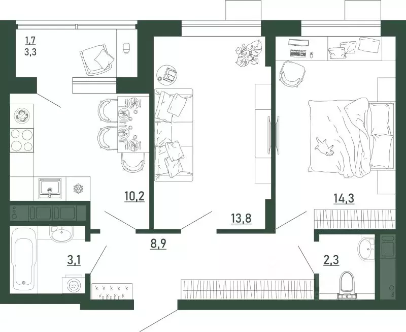 2-к кв. Воронежская область, Воронеж бул. Содружества, 6 (54.3 м) - Фото 1