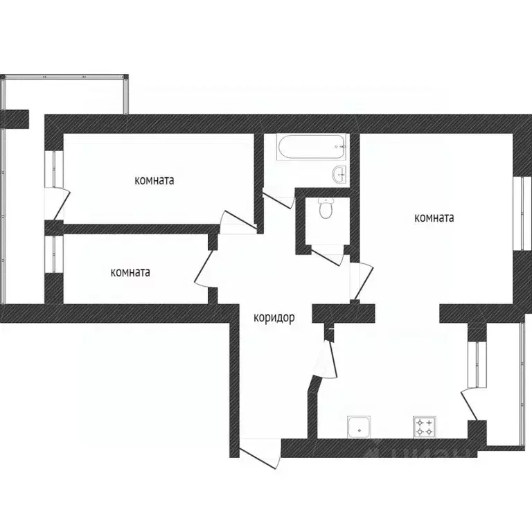 2-к кв. Ханты-Мансийский АО, Сургут ул. Есенина, 4 (62.9 м) - Фото 1