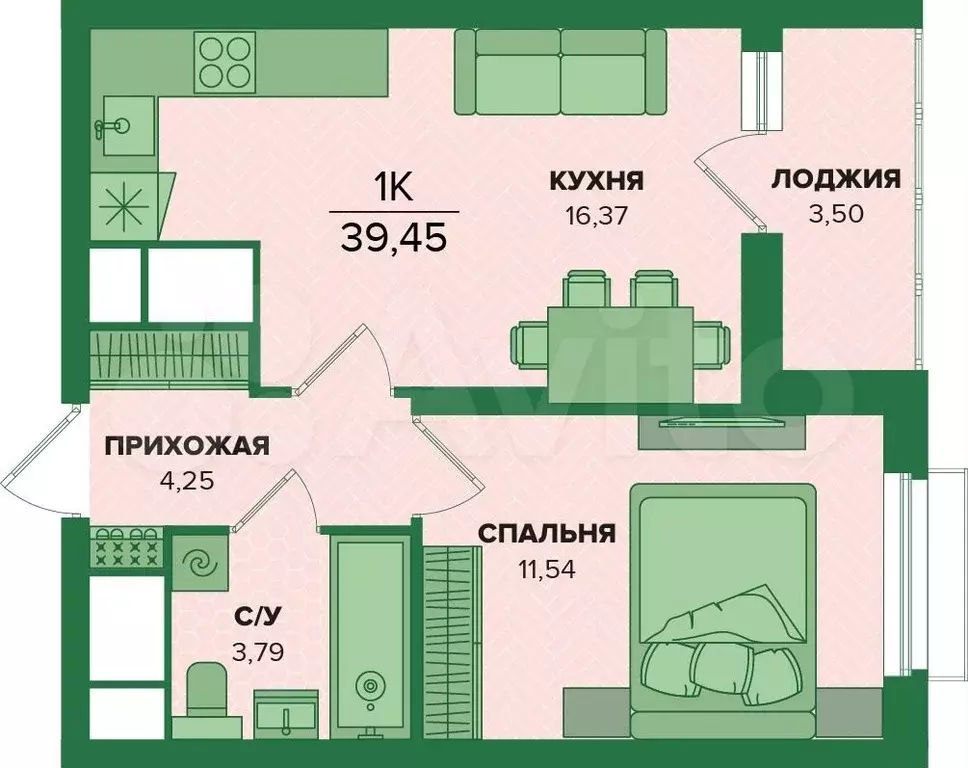 1-к. квартира, 39,5 м, 10/25 эт. - Фото 1