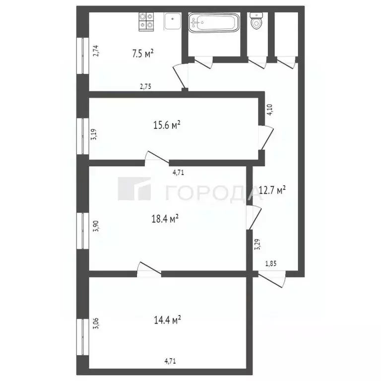3-к кв. Кемеровская область, Новокузнецк просп. Бардина, 5 (75.5 м) - Фото 2