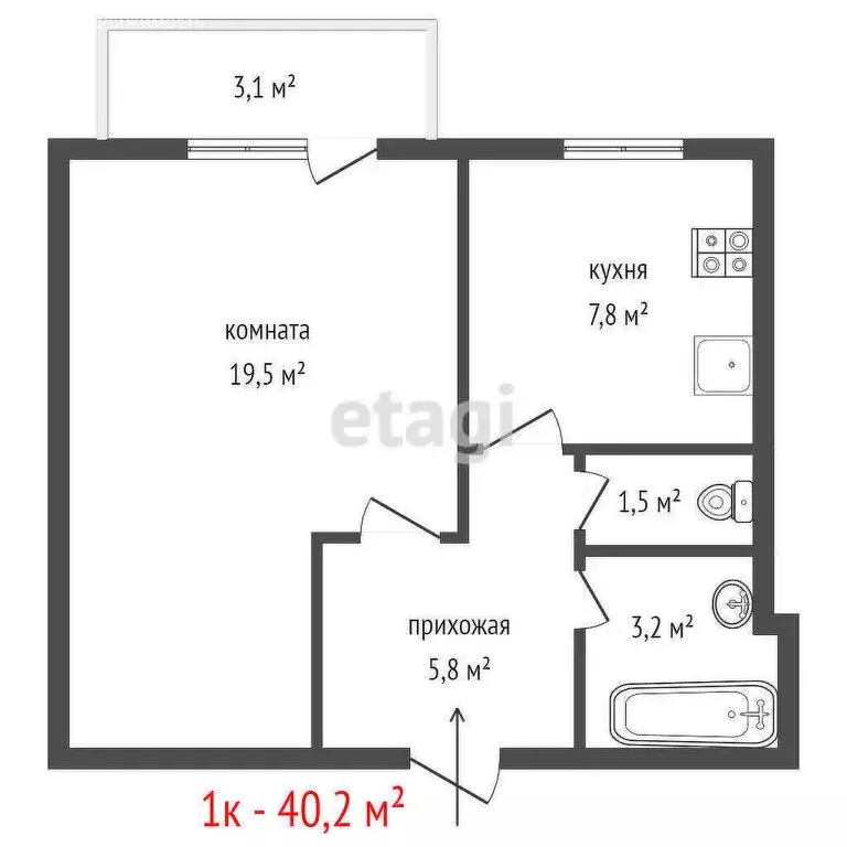 1-комнатная квартира: Екатеринбург, улица Щербакова, 76 (40.2 м) - Фото 0