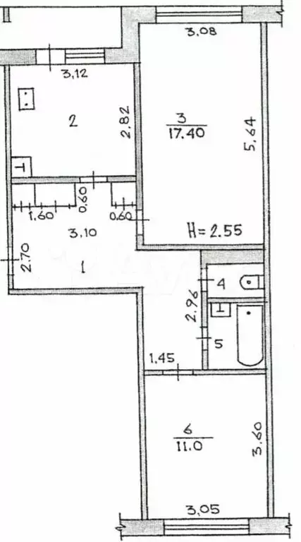 2-к. квартира, 49 м, 1/5 эт. - Фото 0