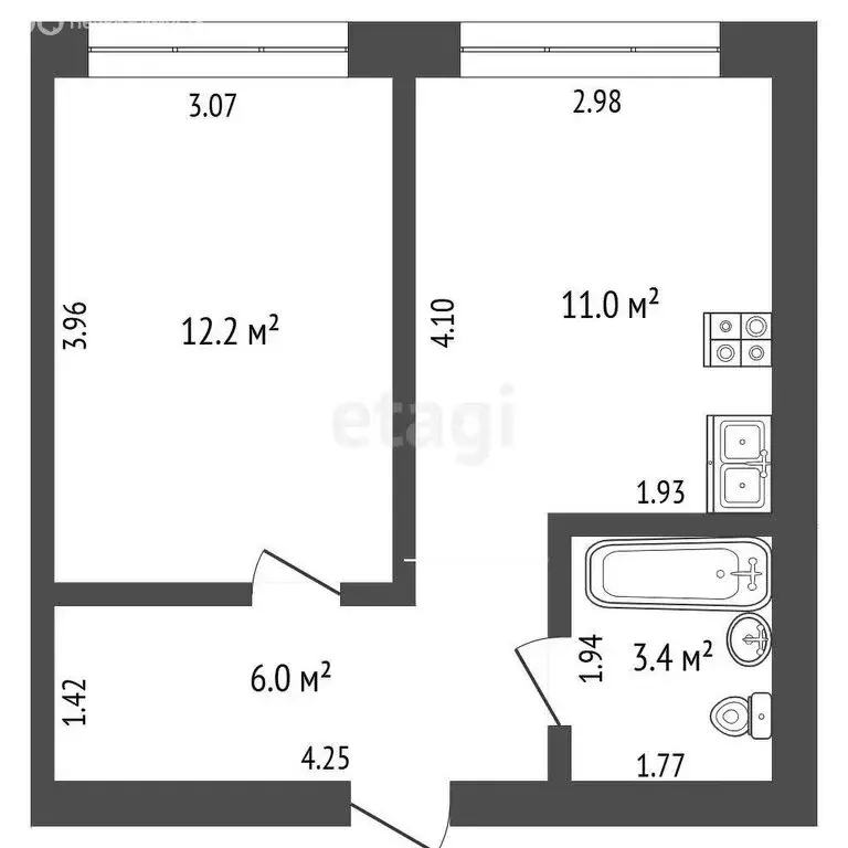 1-комнатная квартира: Камышлов, улица Машинистов, 2А (32.6 м) - Фото 1