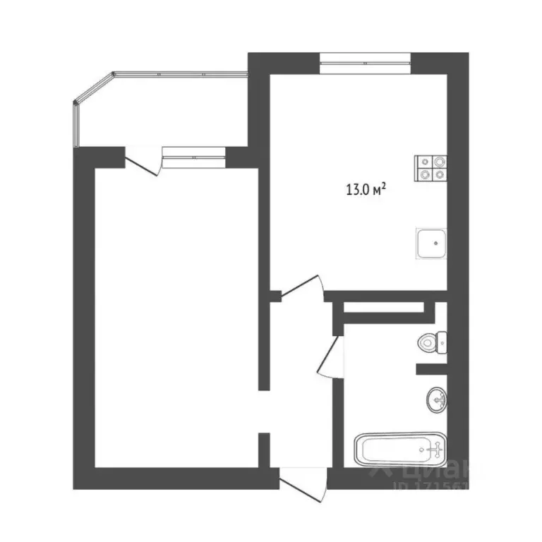 1-к кв. Тюменская область, Тюмень Широтная ул., 172к3 (41.9 м) - Фото 2