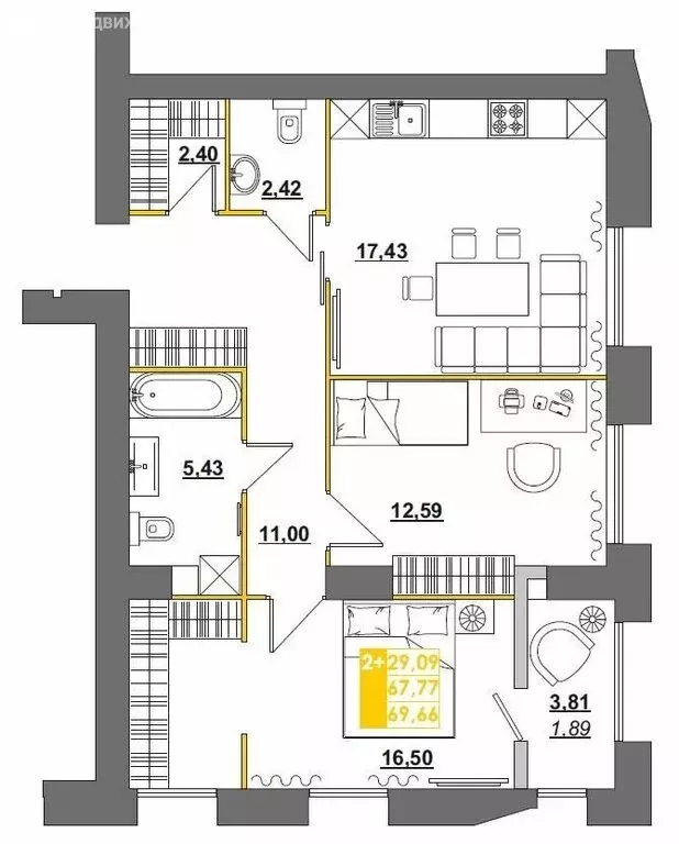 3-комнатная квартира: Пенза, улица Измайлова, 46 (73.52 м) - Фото 0