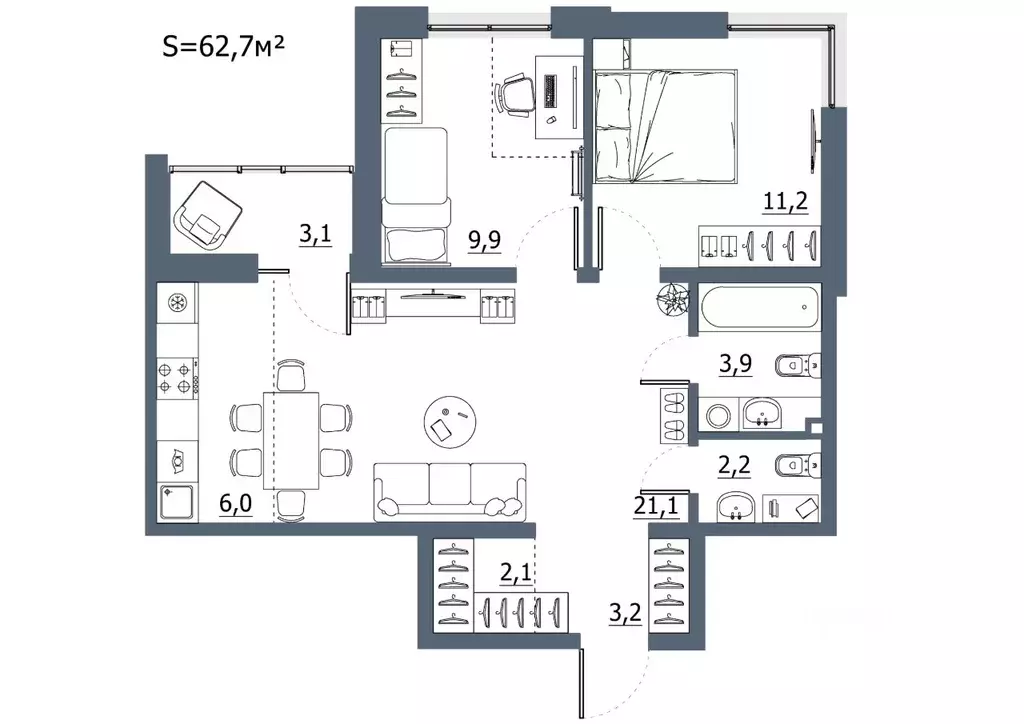 3-к кв. Карелия, Петрозаводск проезд Внутриголиковский (62.7 м) - Фото 1