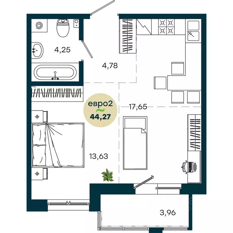 1-к кв. Иркутская область, Иркутск ул. Безбокова, 7А (44.27 м) - Фото 1