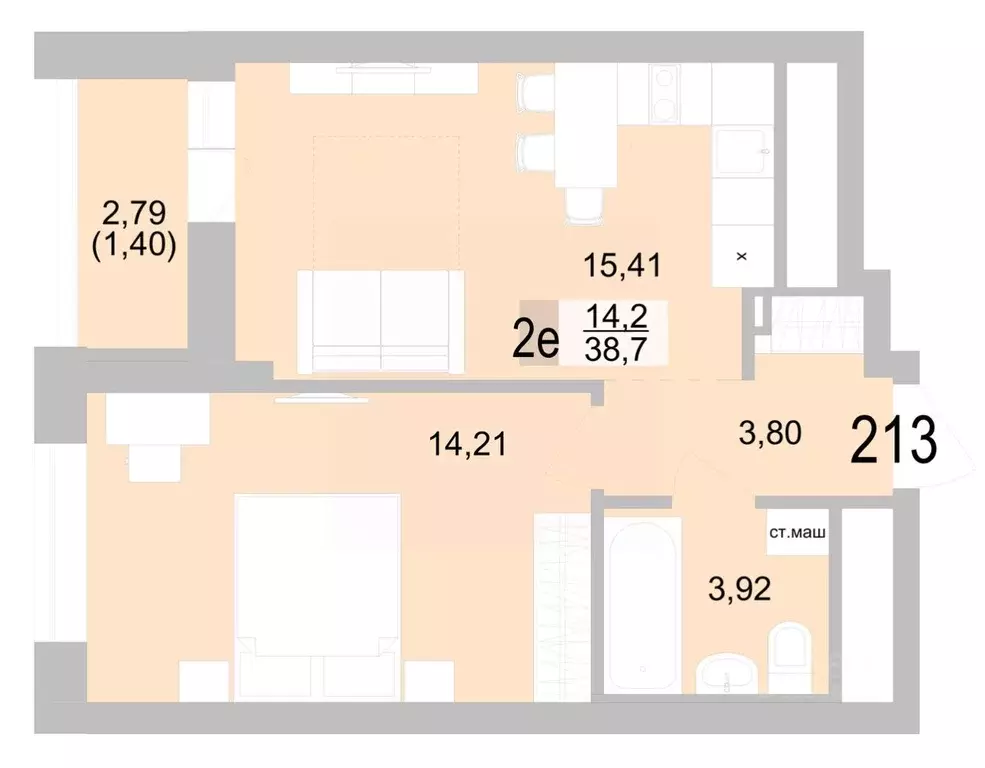 1-к кв. Свердловская область, Екатеринбург ул. Черкасская, 5к1 (40.14 ... - Фото 1