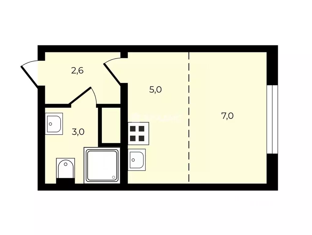 Студия Санкт-Петербург дор. Муринская, 27к2 (17.6 м) - Фото 1