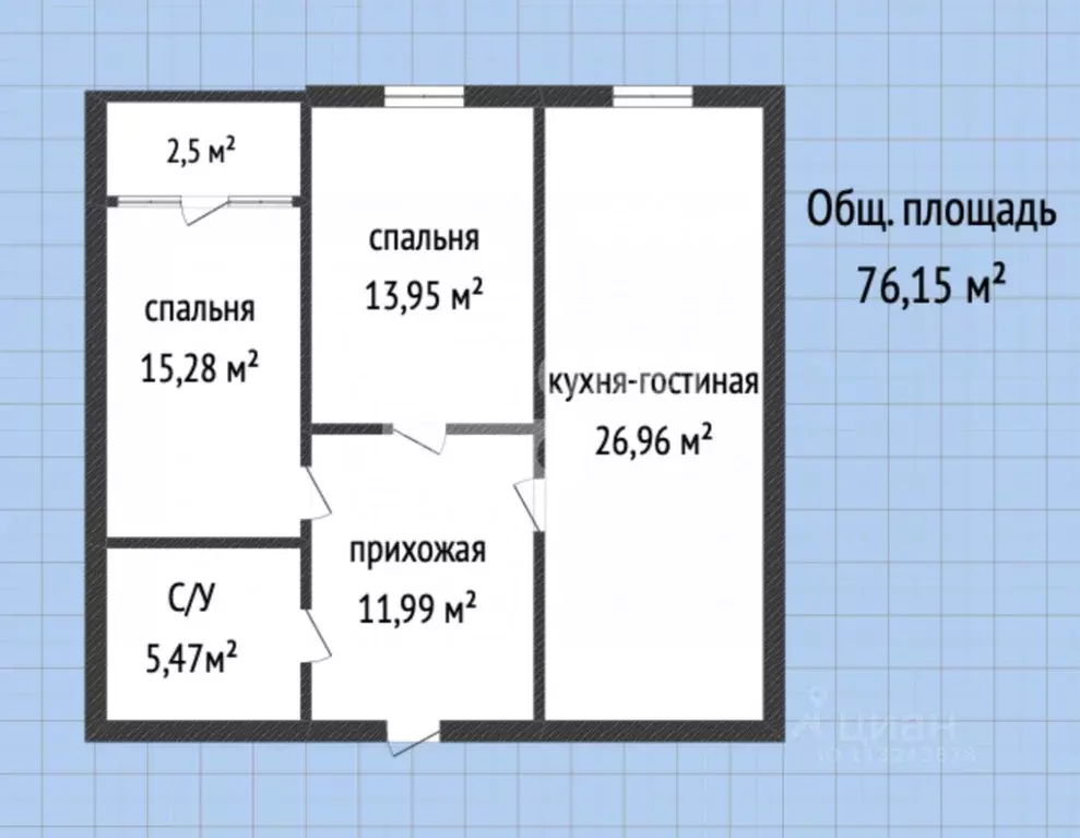 2-к кв. Дагестан, Махачкала ул. Лизы Чайкиной, 65 (79.0 м) - Фото 1