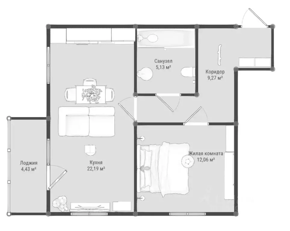 1-к кв. Крым, Керчь Образцово жилой комплекс, 6 (50.93 м) - Фото 1