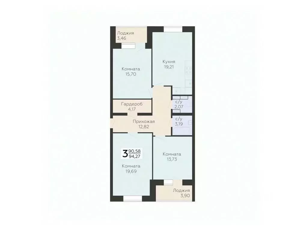 3-к кв. Орловская область, Орел ул. Панчука, 83Б (94.27 м) - Фото 0