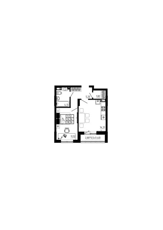 1-комнатная квартира: Воронеж, улица МОПРа (38.36 м) - Фото 0