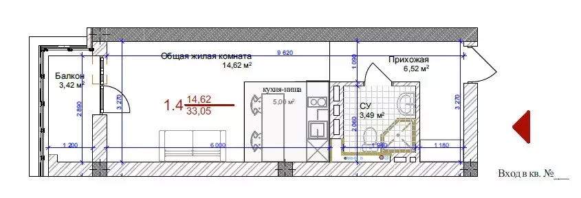 Продаётся 1-к квартира, 34 м - Фото 0