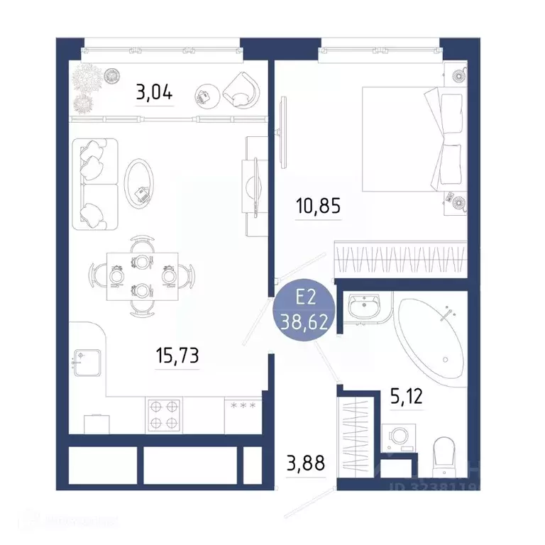 1-к кв. Рязанская область, Рязанский муниципальный округ, с. Дядьково ... - Фото 2