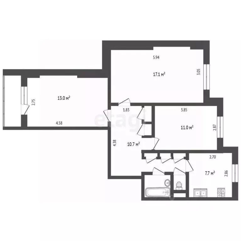 3-к кв. Ямало-Ненецкий АО, Новый Уренгой Советский мкр, 8/1 (65.2 м) - Фото 2