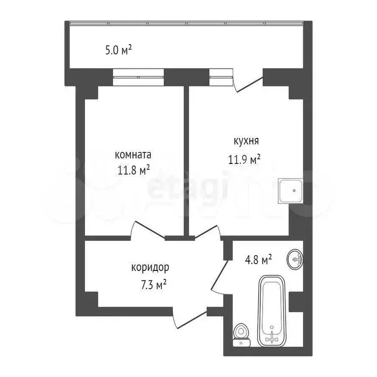 1-к. квартира, 35,9 м, 4/25 эт. - Фото 0