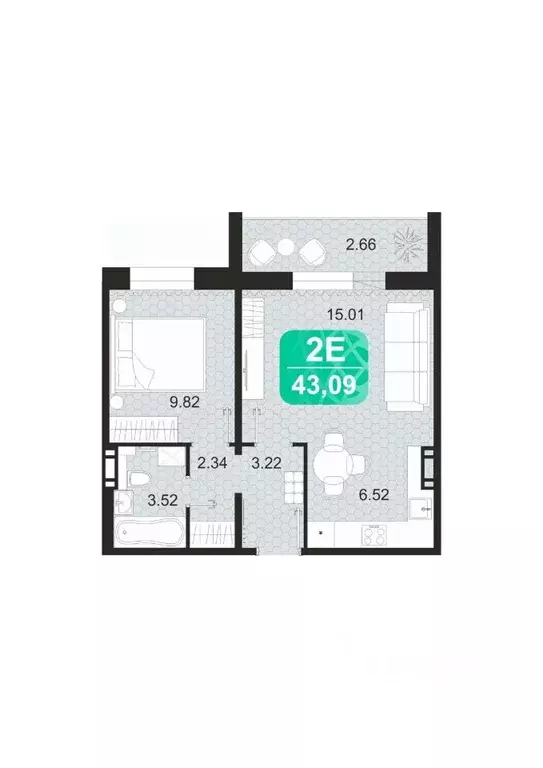 2-к кв. Забайкальский край, Чита Сосновый Бор мкр,  (43.09 м) - Фото 1