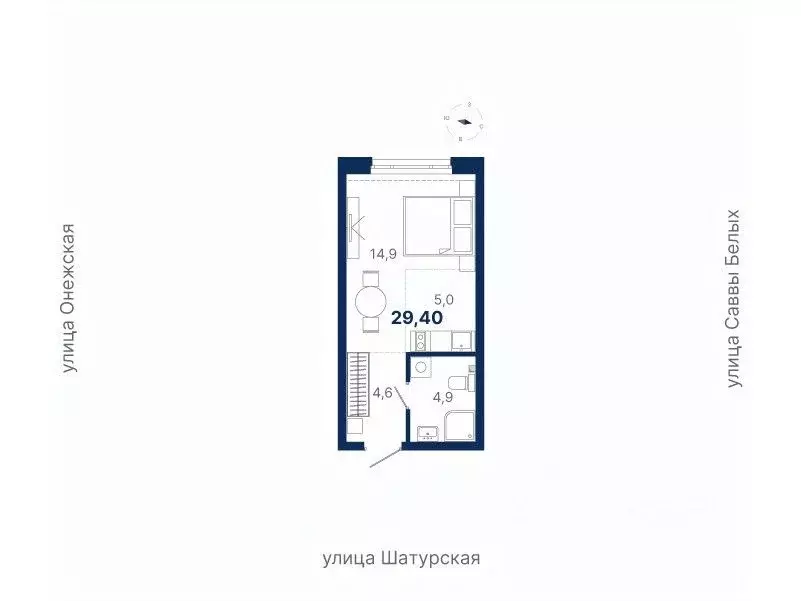 Студия Свердловская область, Екатеринбург ул. Шатурская (29.4 м) - Фото 1