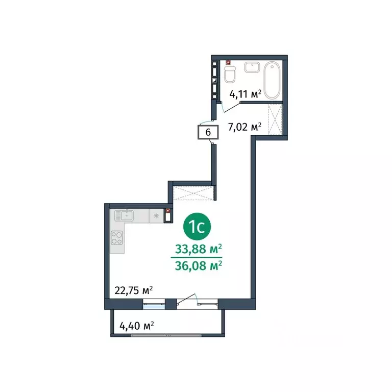 Студия Тюменская область, Тюменский муниципальный округ, д. Дударева ... - Фото 1