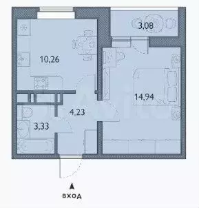 1-к. квартира, 34,3 м, 12/16 эт. - Фото 1