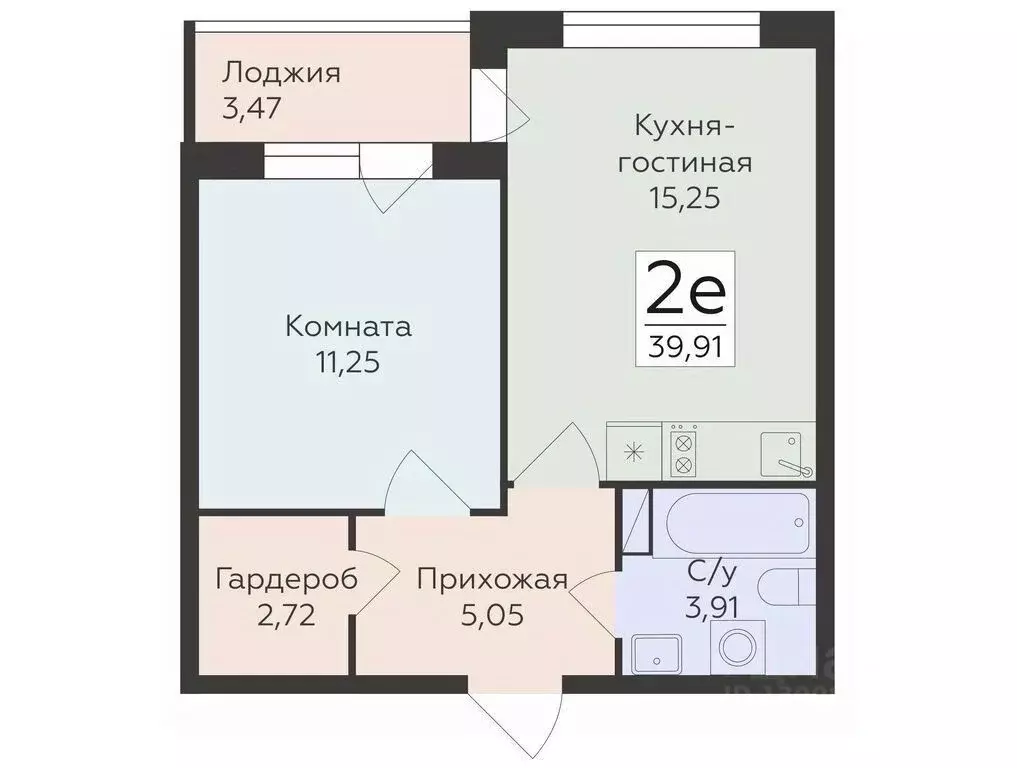 2-к кв. Воронежская область, Воронеж ул. Чапаева, 68Б (39.91 м) - Фото 0