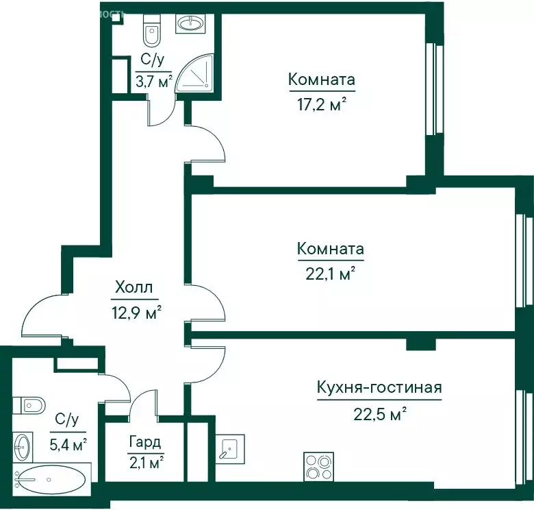 2-комнатная квартира: Самара, Липецкая улица, 1 (85.82 м) - Фото 1