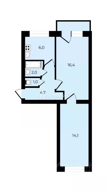 2-к кв. Брянская область, Брянск ул. Фокина, 72 (44.6 м) - Фото 2