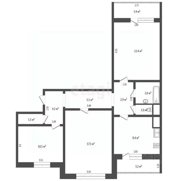 3-к кв. Самарская область, Самара пос. 113 километр, ул. Липяговская, ... - Фото 2