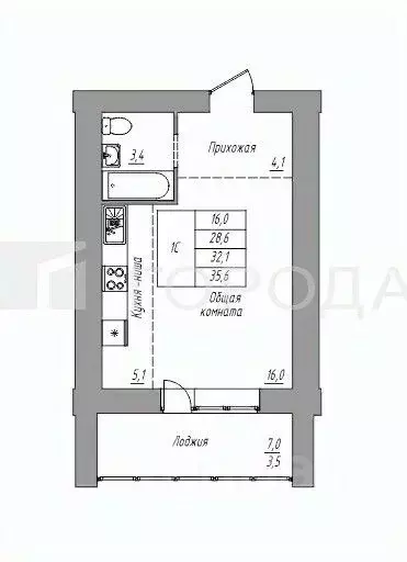 1-к кв. Алтайский край, Барнаул Взлетная ул., 2Гк1 (35.6 м) - Фото 1