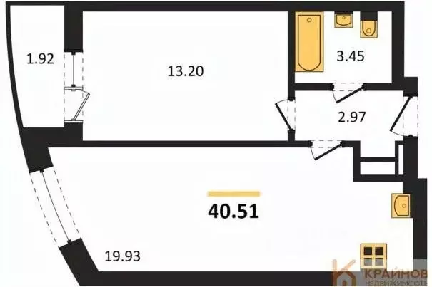 1-к кв. Воронежская область, с. Новая Усмань, Южный мкр  (40.51 м) - Фото 0
