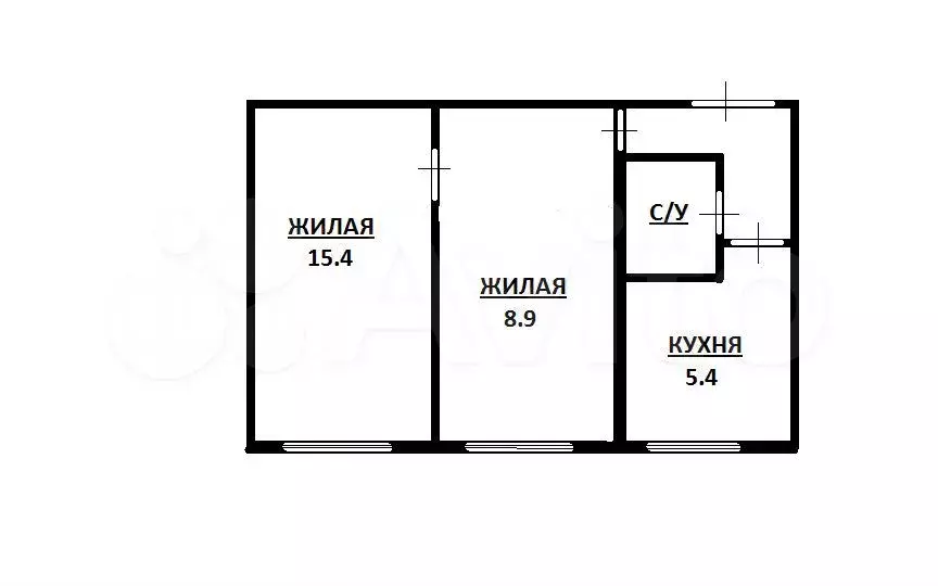 2-к. квартира, 40,1 м, 4/5 эт. - Фото 0