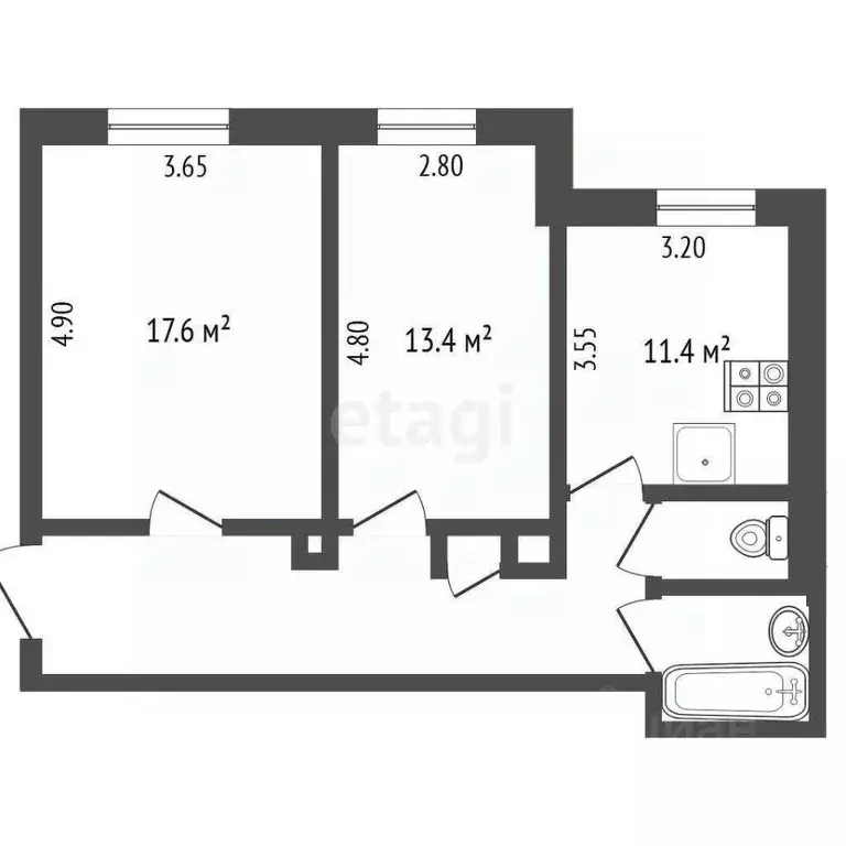 2-к кв. Псковская область, Псков Советская ул., 1/3 (58.7 м) - Фото 2